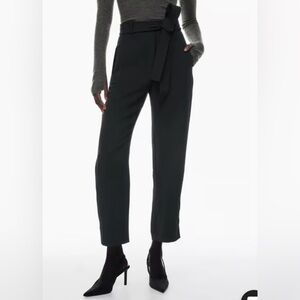 Aritzia Wilfred Tie Front Pant Japanese Black Belted Trousers Size 4